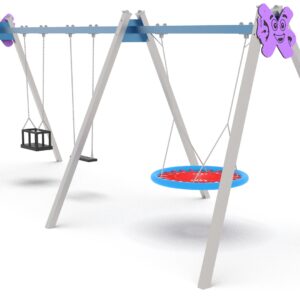 Kolmeosaline mänguväljaku kiik pesaistmega Kolmekohaline kiik