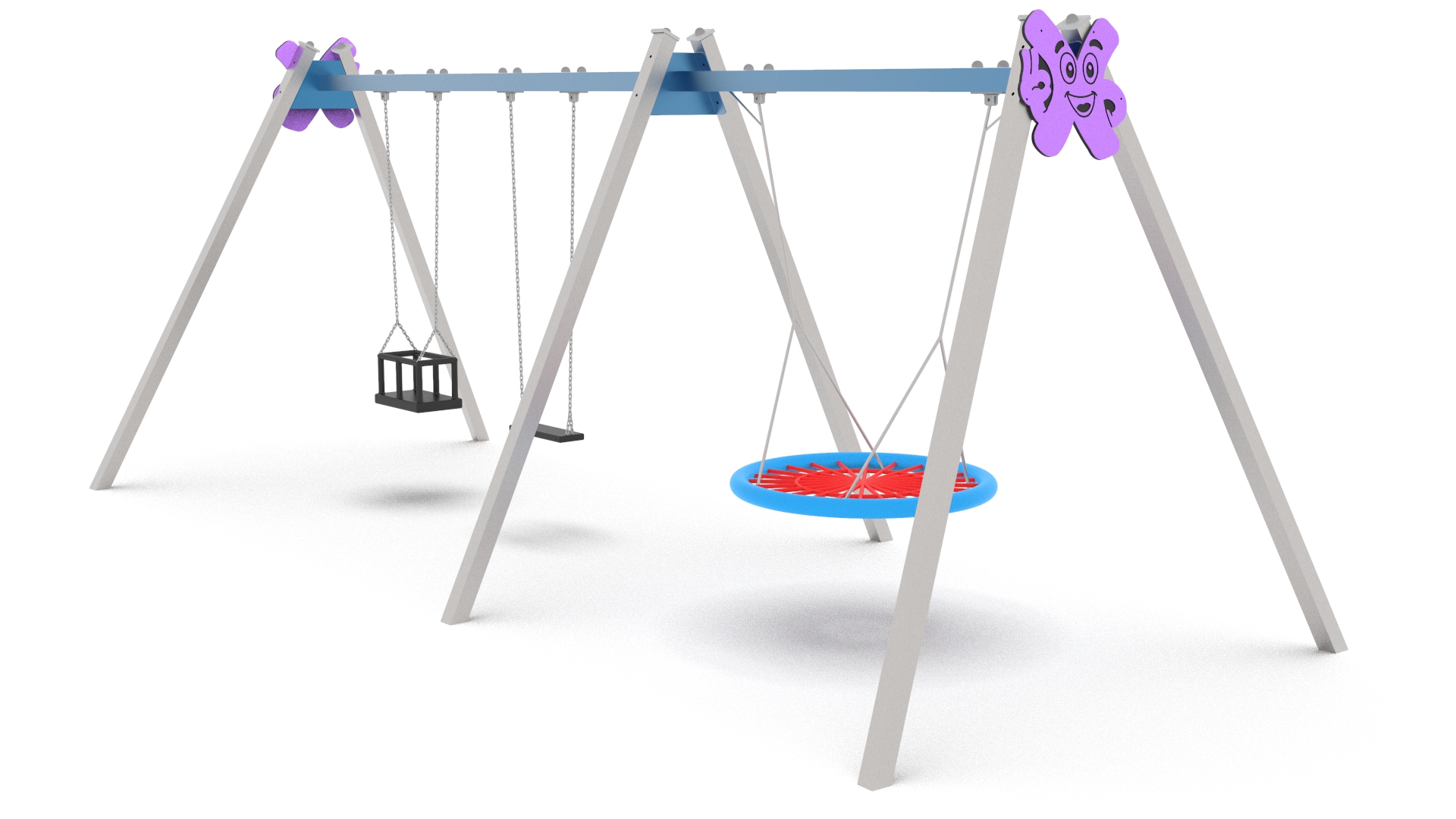 Kolmeosaline mänguväljaku kiik pesaistmega Kolmekohaline kiik