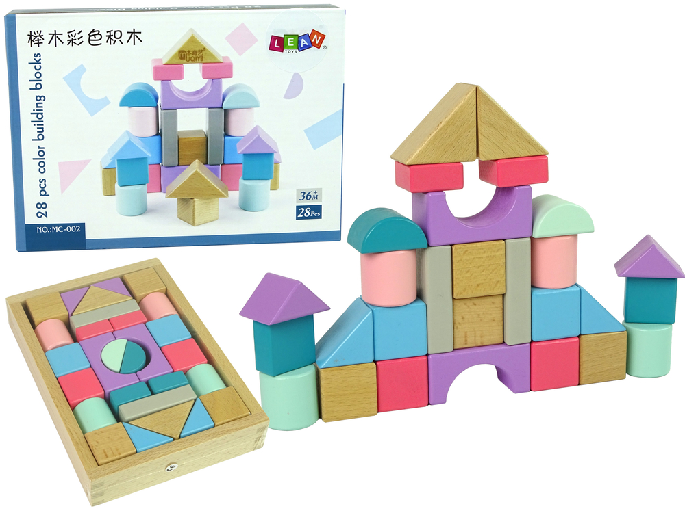 Pastelsed puidust ehitusklotsid – 28 osa - Pilt 2