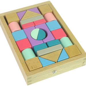 Pastelsed puidust ehitusklotsid – 28 osa