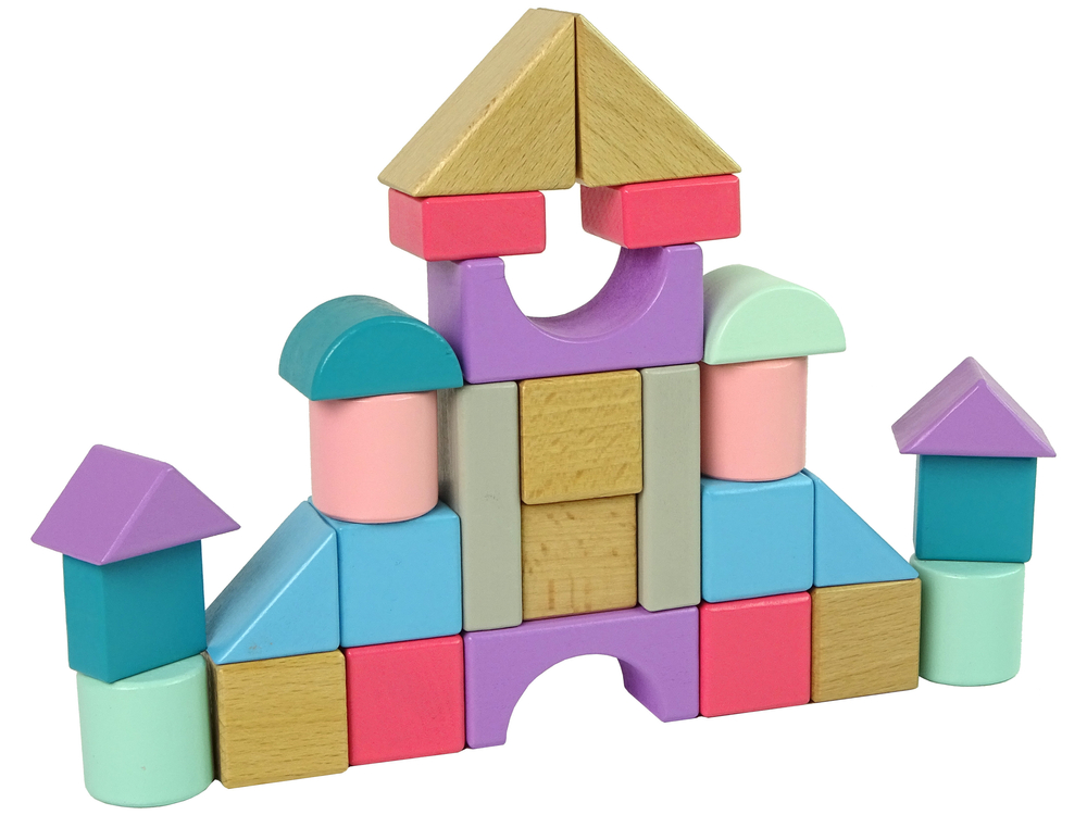 Pastelsed puidust ehitusklotsid – 28 osa - Pilt 3