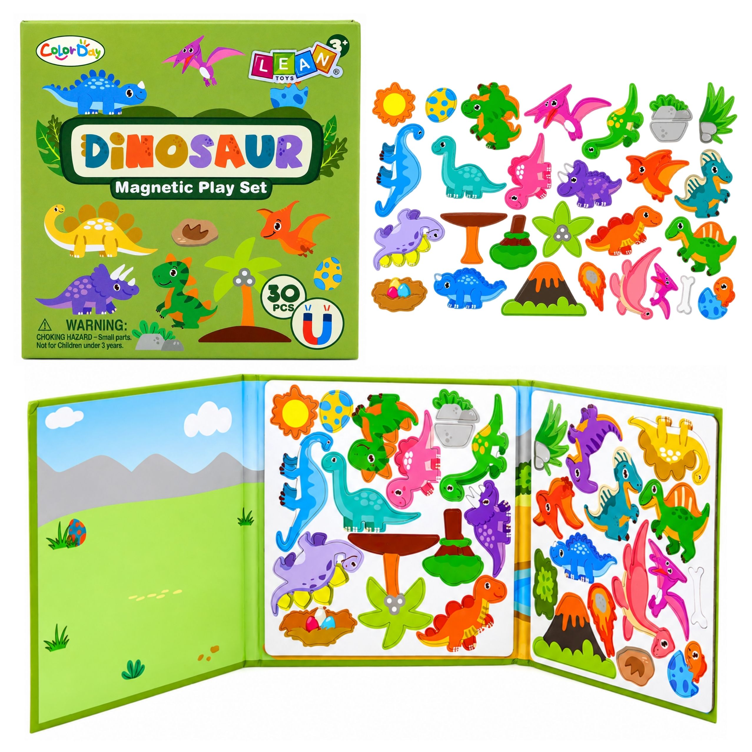 Magnetraamat dinosaurustega – 30 magnetit